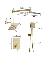 Mondawe 3-Function Dual Shower Head Pressure-balanced System with 4 Sprays Handheld
