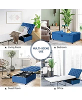 Folding Ottoman Sleeper Bed with Mattress Convenient Guest and Office Nap Solution