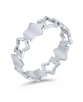 Bling Jewelry Silver Ring Stacking Patriotic Usa Star Eternity Band In Sterling Silver