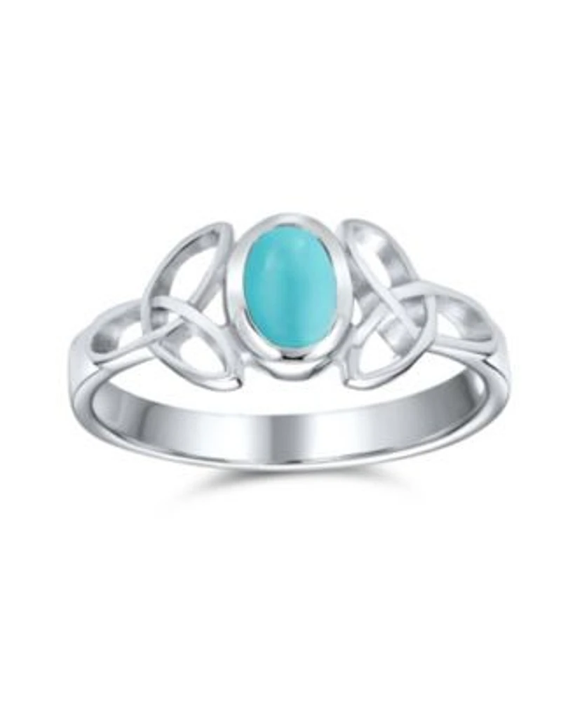 Bling Jewelry Delicate Oval Natural Amethyst Labradorite Turquoise Bff Sorority Sister Promise Trinity Celtic Knot Triquetra Ring Thin Band .925 Sterling Silver Rings