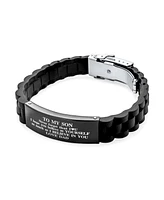 Bling Jewelry To My Son Courage Inspirational Id Bracelet Grandson Black Silicone Wristband