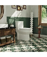 DeerValley Compact Toilet, Modern One-Piece Round Toilet with Dual Flush, Easy Cleaning Fully Skirted Design(Seat Included)