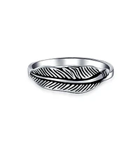 Bling Jewelry Southwestern Boho Feather Leaf Band Silver Ring Oxidized Sterling Jewelry