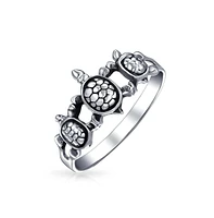 Bling Jewelry Nautical Sea Turtle Silver Ring for Best Friends Oxidized Sterling Band