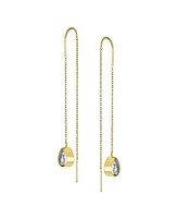 Bling Jewelry Set of 2 Geometric Minimalist Dangle Chandelier Earrings with Cz Teardrop Rose Gold Plated