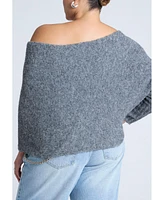 Eloquii Plus Size Fuzzy One Shoulder Sweater