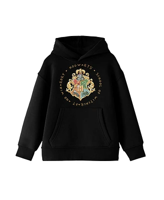 Harry Potter Hogwarts School Crest Boy's Black Sweatshirt-xl