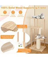 Multi-Level Modern Cat Tower with Scratching Board & Post Stylish & Functional Cat Playground