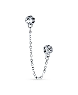 Bling Jewelry Initial Alphabet Bead Charm Two Tone Love Hearts Safety Chain European Bracelet
