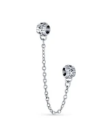 Bling Jewelry Initial Alphabet Bead Charm Two Tone Love Hearts Safety Chain European Bracelet