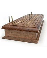 We Games 3 Track Sprint Cabinet Cribbage Set with Metal Pegs & 2 Card Decks