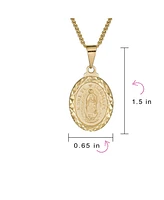 Bling Jewelry Medal Medallion Oval Our Lady Of Guadalupe Virgin Mary Necklace Yellow Gold Plated Brass