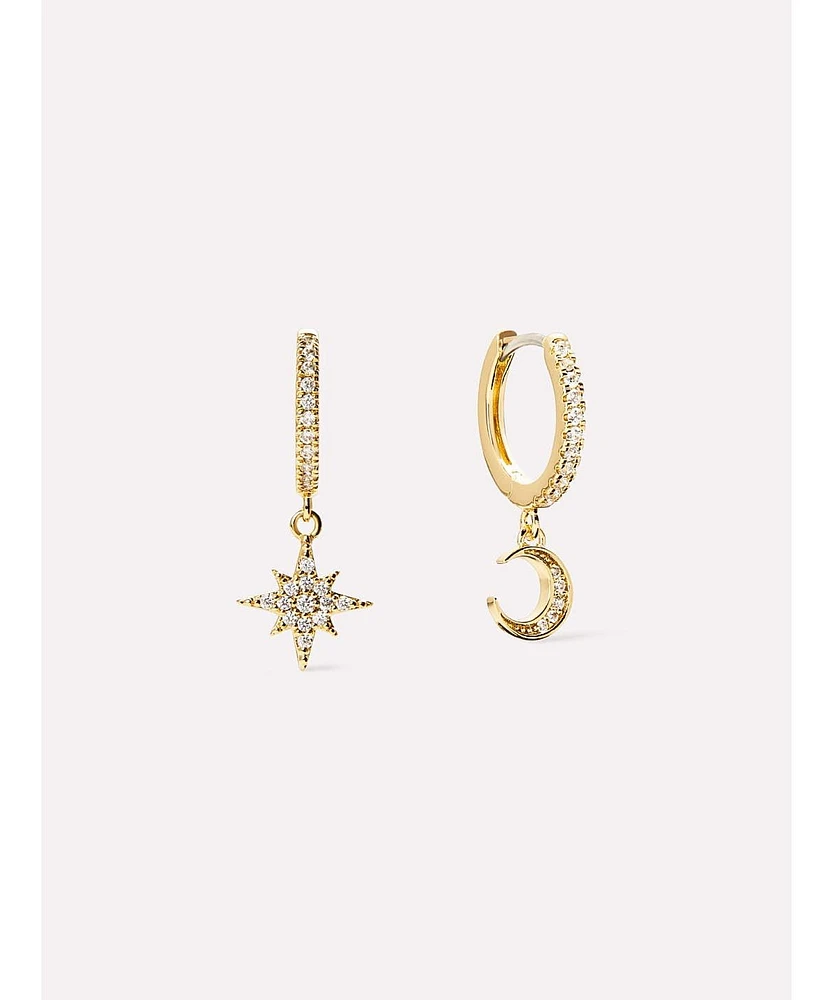 Ana Luisa Crescent Moon Huggie Hoops - Celeste