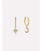 Ana Luisa Crescent Moon Huggie Hoops - Celeste