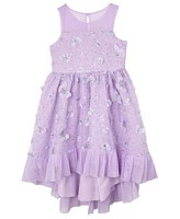 Rare Editions Toddler and Little Girls High-Low 3D Butterfly Sequin Mesh Social Dress