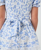 Rare Editions Big Girls Toile Dress with Lace Trims