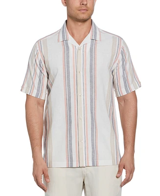Cubavera Men's Short Sleeve Striped Panel Button-Front Camp Shirt