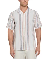 Cubavera Men's Short Sleeve Striped Panel Button-Front Camp Shirt