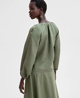 I.n.c. International Concepts Women's Button-Sleeve Blouse, Exclusively at Macy's