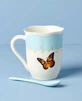 Lenox Butterfly Meadow Mugs with Spoons, Set of 2