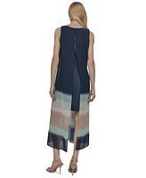 Dkny Women's Jewel-Neck Overlay Sleeveless Dress