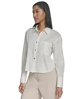 Halston Women's Cropped Button-Front Shirt