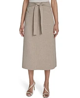 Halston Women's Tie-Waist Patch-Pocket Midi Skirt