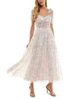Juniors' Twist-Front Shoulder-Tie Midi Dress