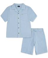 Hurley Little Boys 2-Piece Gauze Camp Shirt and Shorts Set