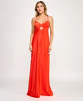 Seni & Cade Juniors' Satin Lace-Up Cutout Gown