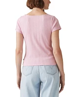 Levi's Women's Sweetie Cotton V-Neck Pointelle Top