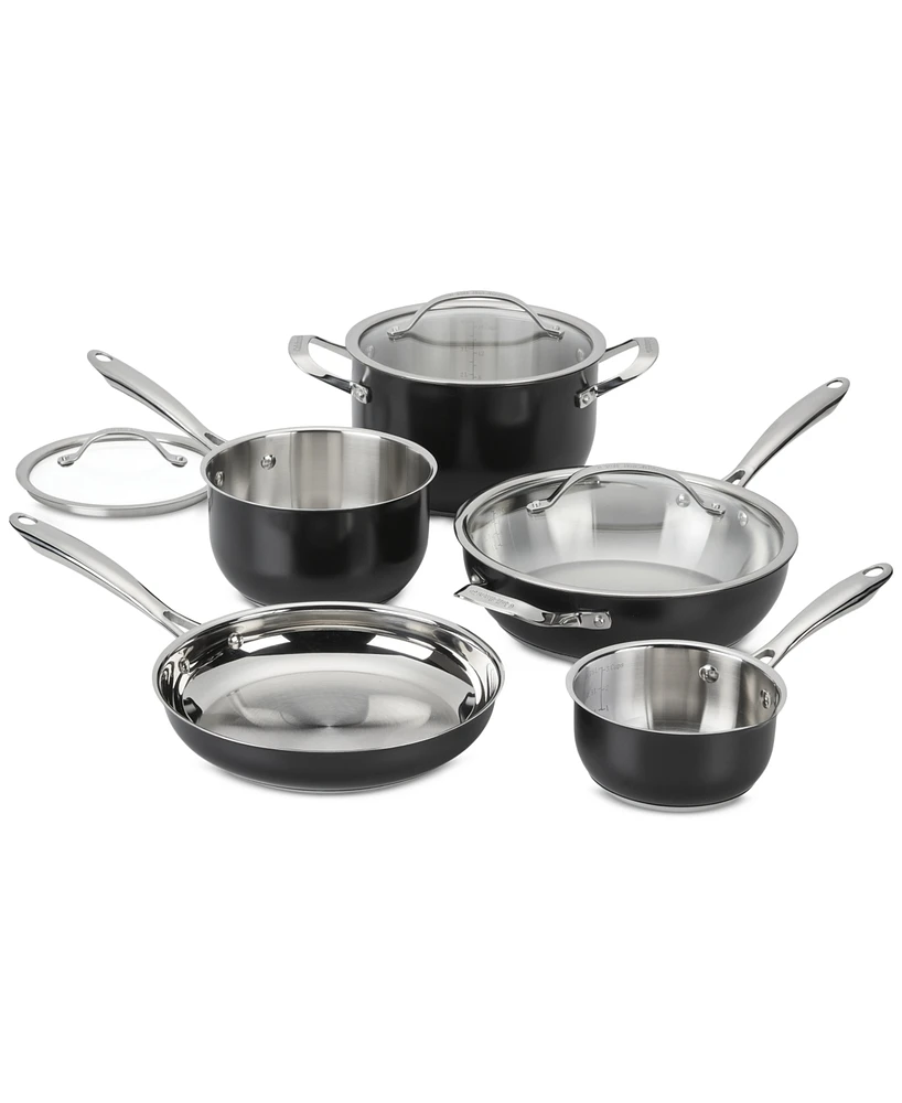 Cuisinart 8-Pc. Black Glaze Stainless Steel Cookware Set, Exclusively at Macy's