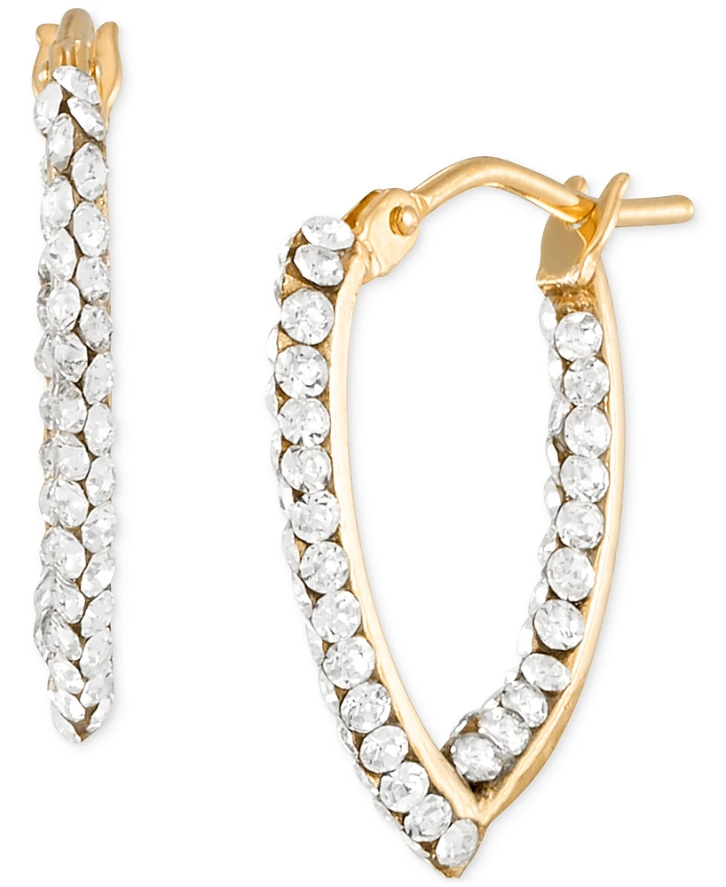 Crystal Cluster In & Out Small V Hoop Earrings in 10k Gold