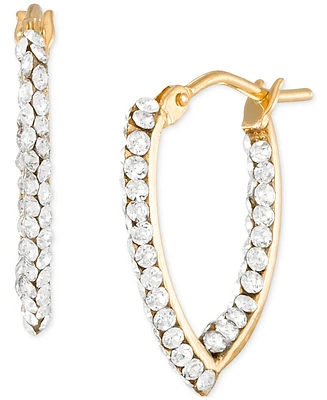 Crystal Cluster In & Out Small V Hoop Earrings in 10k Gold