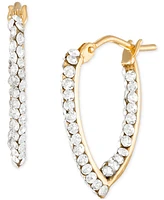 Crystal Cluster In & Out Small V Hoop Earrings in 10k Gold