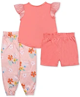 Moana Toddler Girls Frill-Sleeve Pajama Top, Shorts & Jogger Pants, 3 Piece Set
