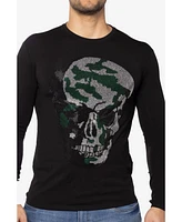 Men's Camo Skull Rhinestone Graphic Long Sleeves T-Shirts