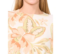 CeCe Women's Floral Crewneck Sweater