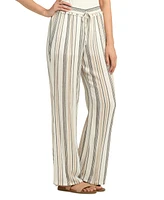 Bcx Juniors' Striped Ruffled-Waist Wide-Leg Pants