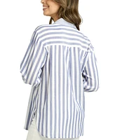 Bcx Juniors' Oversized Striped Long-Sleeve Shirt