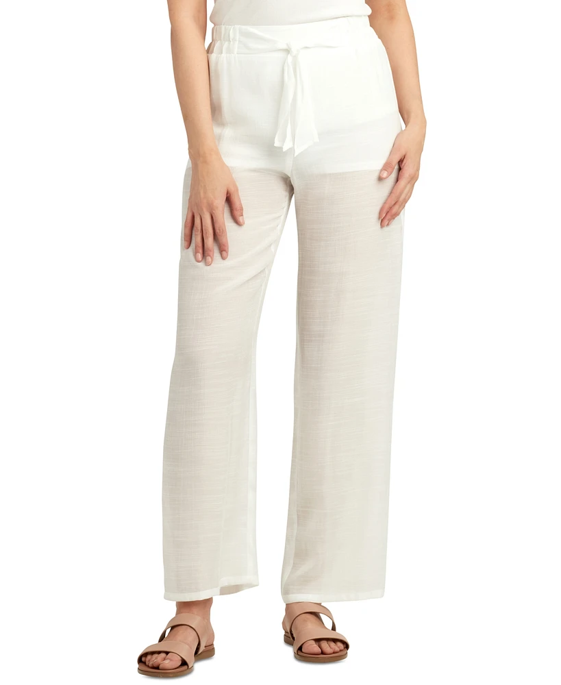 Bcx Juniors' High-Rise Tie-Front Gauze Pants