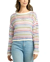 Bcx Juniors' Striped Open Knit Sweater