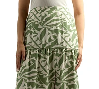 Bcx Juniors' Tiered Printed Side-Slit Maxi Skirt