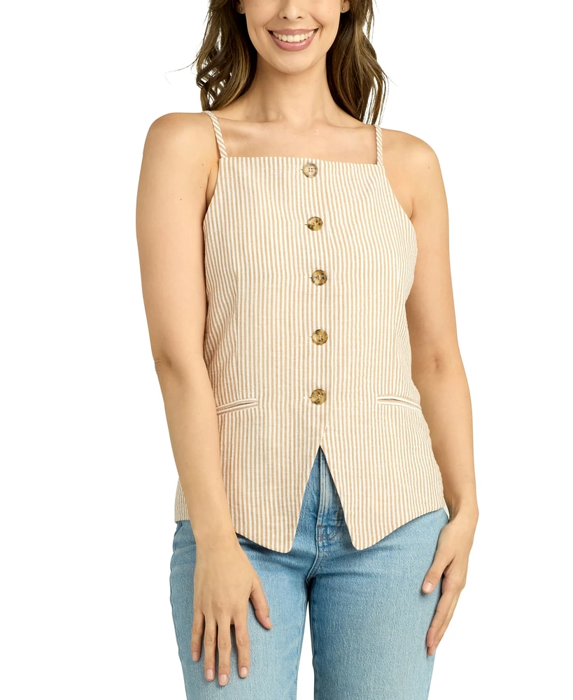 Bcx Juniors' Striped Square-Neck Sleeveless Vest