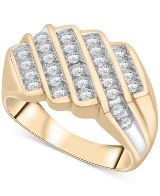 Men's Diamond Diagonal Multi-Row Ring (1 ct. t.w) in 10k Gold