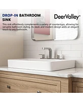 DeerValley 23.82" L x 18.9" W x 6.69" H White Rectangular Vitreous China Drop-in Bathroom Sink with Overflow