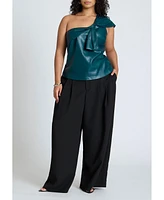 Eloquii Plus Faux Leather Bow Top