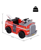 Aosom 6V Electric Ride-On Fire Truck Vehicle for Kids with Remote Control