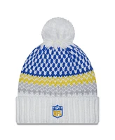 New Era Men's White Los Angeles Rams 2023 Sideline Cuffed with Pom Knit Hat