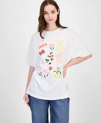 Grayson Threads, The Label Juniors' Bow Floral Graphic T-Shirt
